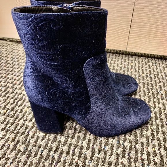 Refresh Navy Blue Velvet Boots - Picture 2 of 7